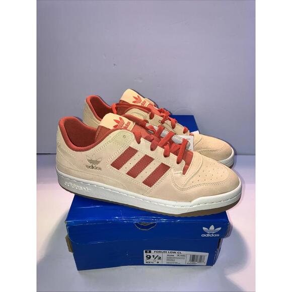 Adidas Forum Low CL Mens Shoe Glow Orange PreRed Gum Bottom JS1098 Size 9.5 NEW - Picture 2 of 10